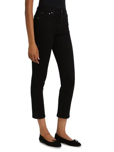 rag & bone Women's Wren High-Rise Crop Jeans - Black | Thumbnail 4
