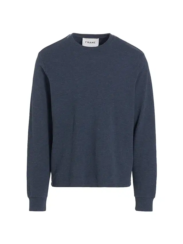 FRAME Men's Duo Fold Crewneck Sweatshirt - Heather Midnight Navy