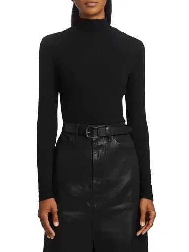 Frame Women's Rib Turtleneck Sweater - Noir - Size Large | Thumbnail 3 Frame Women's Rib Turtleneck Sweater - Noir - Size Large | Thumbnail 3