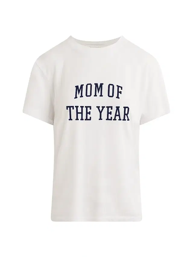 Favorite Daughter Women's ''Mom Of The Year'' Classic Collegiate T-Shirt - White Navy