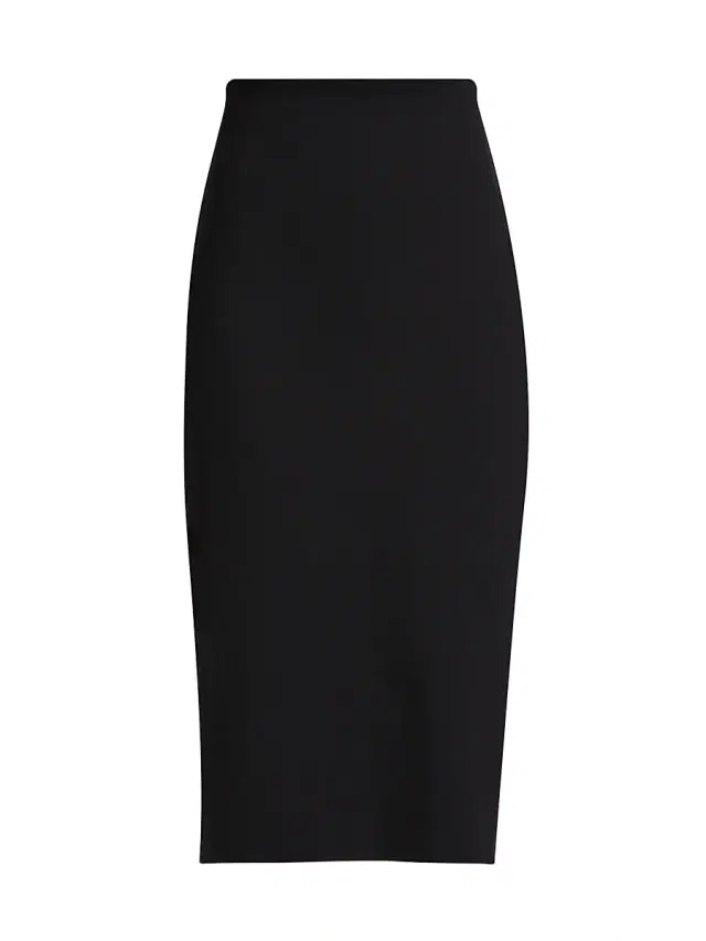 Women's Neoprene Midi-Skirt - Black
