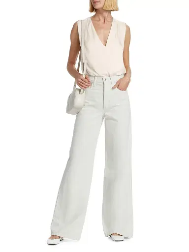 Favorite Daughter Women's Date Satin Surplice Bodysuit - Ivory - Size XL | Thumbnail 2 Favorite Daughter Women's Date Satin Surplice Bodysuit - Ivory - Size XL | Thumbnail 2