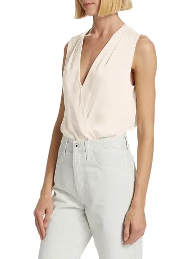 Favorite Daughter Women's Date Satin Surplice Bodysuit - Ivory - Size XL | Thumbnail 4 Favorite Daughter Women's Date Satin Surplice Bodysuit - Ivory - Size XL | Thumbnail 4