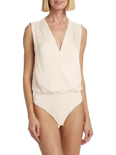 Favorite Daughter Women's Date Satin Surplice Bodysuit - Ivory - Size XL | Thumbnail 6 Favorite Daughter Women's Date Satin Surplice Bodysuit - Ivory - Size XL | Thumbnail 6