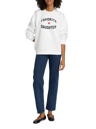 Favorite Daughter Women's Heart Logo Sweatshirt - White With Navy - Size XS | Thumbnail 2