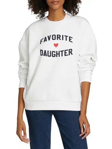 Favorite Daughter Women's Heart Logo Sweatshirt - White With Navy - Size XS | Thumbnail 3