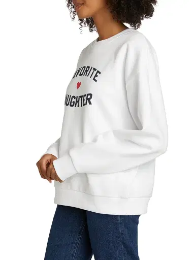Favorite Daughter Women's Heart Logo Sweatshirt - White With Navy - Size XS | Thumbnail 4