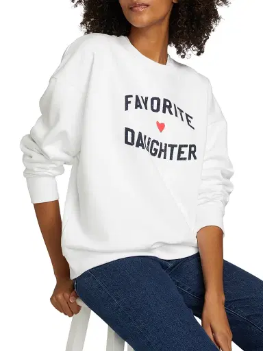Favorite Daughter Women's Heart Logo Sweatshirt - White With Navy - Size XS | Thumbnail 6