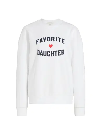 Favorite Daughter Women's Heart Logo Sweatshirt - White With Navy - Size XS | Thumbnail 1