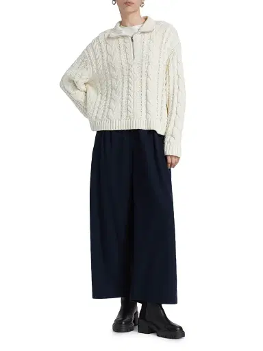Jenni Kayne Women's Silk Relaxed Cropped Trousers - Navy - Size 14 | Thumbnail 2 Jenni Kayne Women's Silk Relaxed Cropped Trousers - Navy - Size 14 | Thumbnail 2
