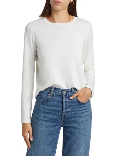 Rails Women's Cotton-Cashmere Long-Sleeve T-Shirt - White | Thumbnail 3 Rails Women's Cotton-Cashmere Long-Sleeve T-Shirt - White | Thumbnail 3