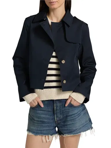 Frame Women's Cotton Trench Jacket - Navy - Size XL | Thumbnail 3 Frame Women's Cotton Trench Jacket - Navy - Size XL | Thumbnail 3