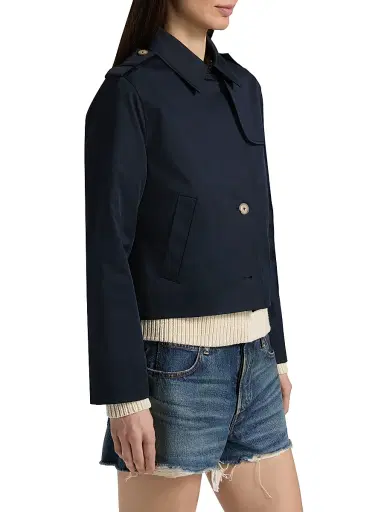 Frame Women's Cotton Trench Jacket - Navy - Size XL | Thumbnail 4 Frame Women's Cotton Trench Jacket - Navy - Size XL | Thumbnail 4