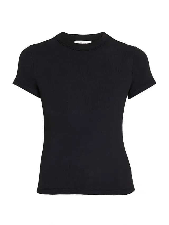 FRAME Women's Rib-Knit Crewneck T-Shirt - Black