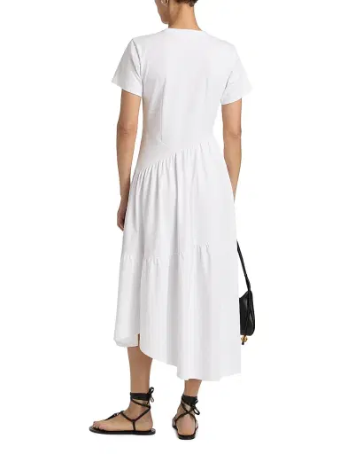 Frame Women's Gathered Seam Cotton Midi-Dress - White - Size Large | Thumbnail 5 Frame Women's Gathered Seam Cotton Midi-Dress - White - Size Large | Thumbnail 5