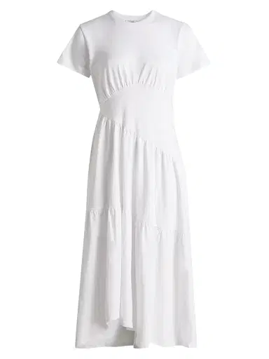 Frame Women's Gathered Seam Cotton Midi-Dress - White - Size Large | Thumbnail 1 Frame Women's Gathered Seam Cotton Midi-Dress - White - Size Large | Thumbnail 1