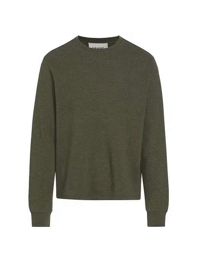 FRAME Men's Duo Fold Crewneck Sweatshirt - Heather Olive Green