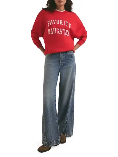 Favorite Daughter Women's Collegiate Oversized Logo Cotton-Blend Sweatshirt - Haute Rouge - Size XS | Thumbnail 2 Favorite Daughter Women's Collegiate Oversized Logo Cotton-Blend Sweatshirt - Haute Rouge - Size XS | Thumbnail 2
