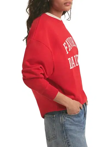 Favorite Daughter Women's Collegiate Oversized Logo Cotton-Blend Sweatshirt - Haute Rouge - Size XS | Thumbnail 5 Favorite Daughter Women's Collegiate Oversized Logo Cotton-Blend Sweatshirt - Haute Rouge - Size XS | Thumbnail 5