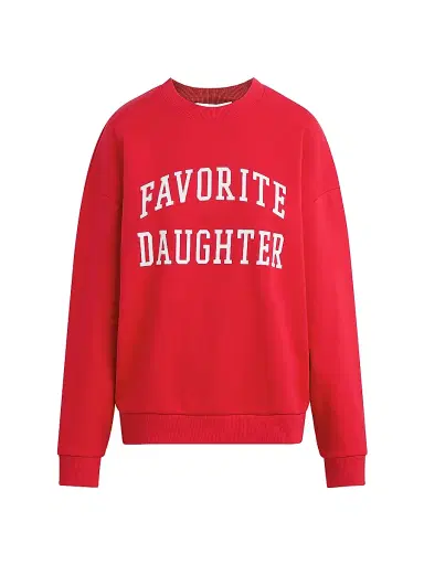 Favorite Daughter Women's Collegiate Oversized Logo Cotton-Blend Sweatshirt - Haute Rouge - Size XS | Thumbnail 1 Favorite Daughter Women's Collegiate Oversized Logo Cotton-Blend Sweatshirt - Haute Rouge - Size XS | Thumbnail 1