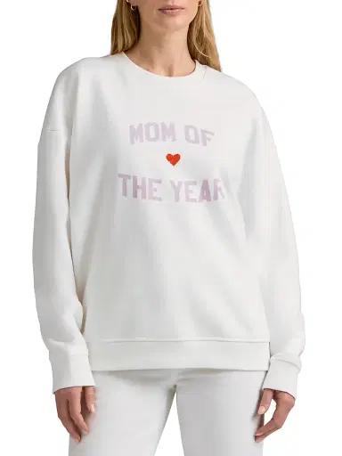 Favorite Daughter Women's ''Mom Of The Year'' Cotton-Blend Sweatshirt - White Wisteria - Size XS | Thumbnail 4
