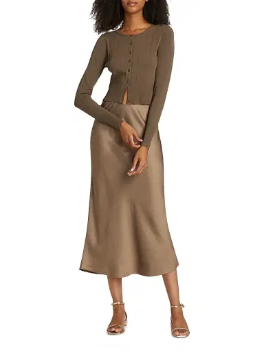 Jenni Kayne Women's Finley Rib-Knit Crop Cardigan - Olive - Size Medium | Thumbnail 2