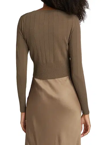 Jenni Kayne Women's Finley Rib-Knit Crop Cardigan - Olive - Size Medium | Thumbnail 5