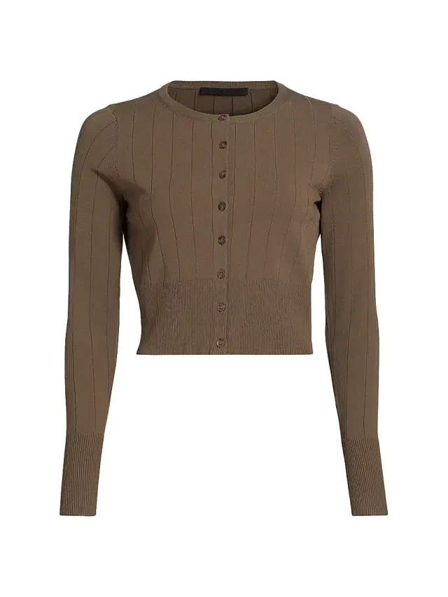 Women's Finley Rib-Knit Crop Cardigan - Olive