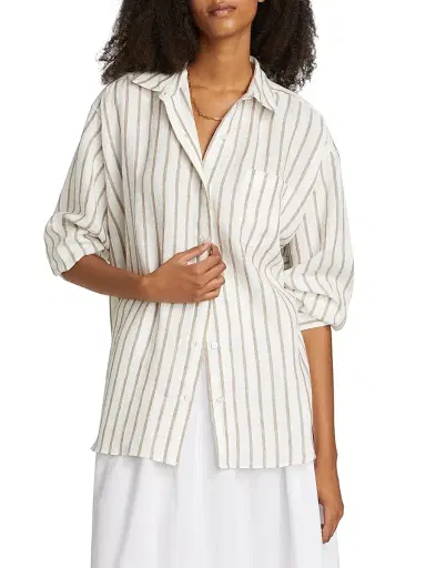 Jenni Kayne Women's Linen Striped Oversized Shirt | Thumbnail 3 Jenni Kayne Women's Linen Striped Oversized Shirt | Thumbnail 3