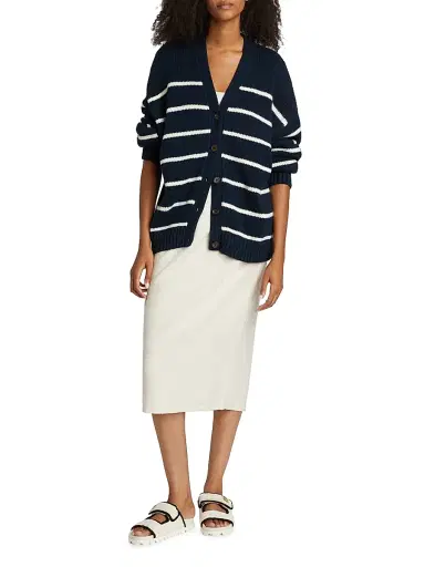 Jenni Kayne Women's Chloe Striped Cotton Cardigan - Navy Ivory Stripe - Size XL | Thumbnail 2 Jenni Kayne Women's Chloe Striped Cotton Cardigan - Navy Ivory Stripe - Size XL | Thumbnail 2