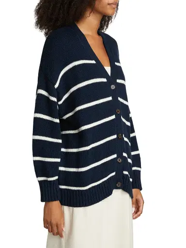 Jenni Kayne Women's Chloe Striped Cotton Cardigan - Navy Ivory Stripe - Size XL | Thumbnail 4 Jenni Kayne Women's Chloe Striped Cotton Cardigan - Navy Ivory Stripe - Size XL | Thumbnail 4