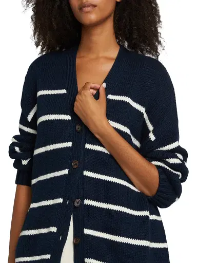 Jenni Kayne Women's Chloe Striped Cotton Cardigan - Navy Ivory Stripe - Size XL | Thumbnail 6 Jenni Kayne Women's Chloe Striped Cotton Cardigan - Navy Ivory Stripe - Size XL | Thumbnail 6