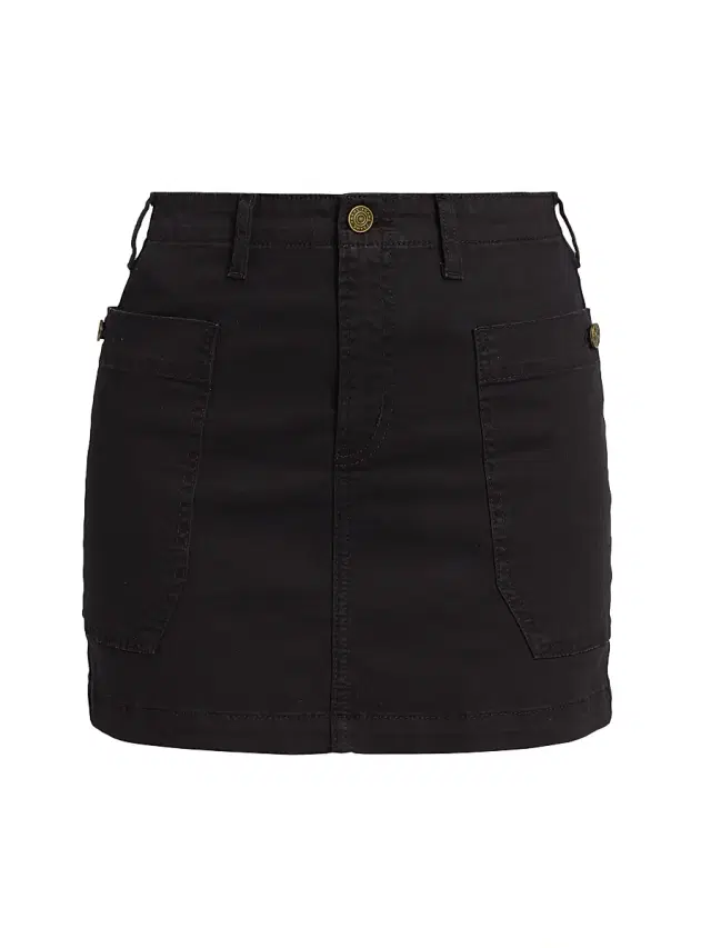 Women's Stretch-Cotton Cargo Miniskirt - Black