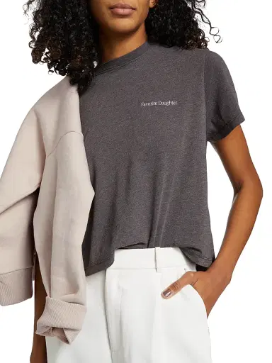 Favorite Daughter Women's Logo Crop T-Shirt - Charcoal - Size XXL | Thumbnail 6 Favorite Daughter Women's Logo Crop T-Shirt - Charcoal - Size XXL | Thumbnail 6