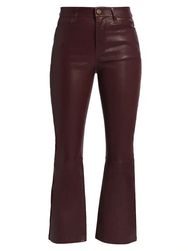 FRAME Women's Le Crop Leather Mini Boot Pants - Wine