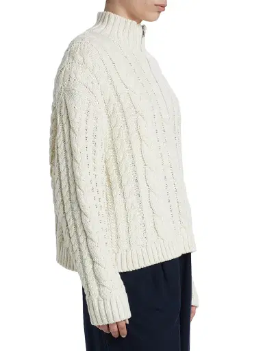 Jenni Kayne Women's Cotton Cable-Knit Zip Sweater - Ivory - Size XL | Thumbnail 4 Jenni Kayne Women's Cotton Cable-Knit Zip Sweater - Ivory - Size XL | Thumbnail 4