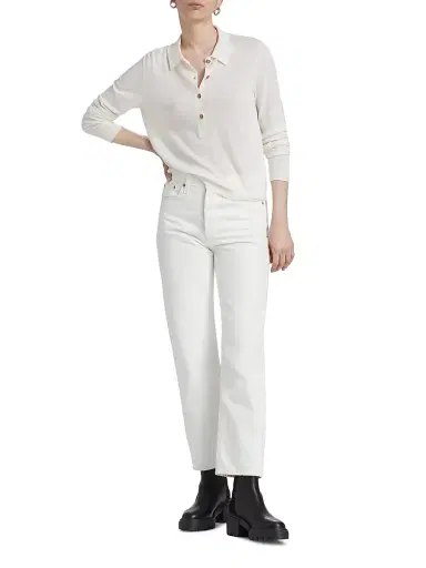 Jenni Kayne Women's Grayson Wool Knit Polo Top | Thumbnail 2