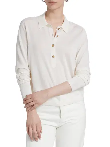 Jenni Kayne Women's Grayson Wool Knit Polo Top | Thumbnail 3