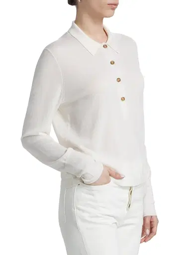 Jenni Kayne Women's Grayson Wool Knit Polo Top | Thumbnail 4