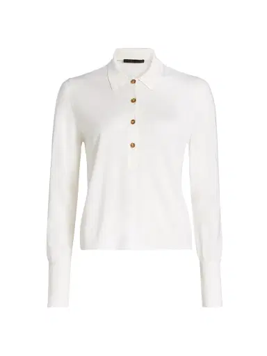 Jenni Kayne Women's Grayson Wool Knit Polo Top | Thumbnail 1