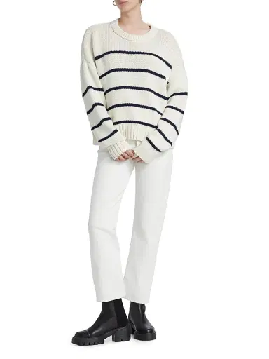Jenni Kayne Women's Chloe Striped Cotton Crewneck Sweater - Ivory Navy - Size XL | Thumbnail 2 Jenni Kayne Women's Chloe Striped Cotton Crewneck Sweater - Ivory Navy - Size XL | Thumbnail 2