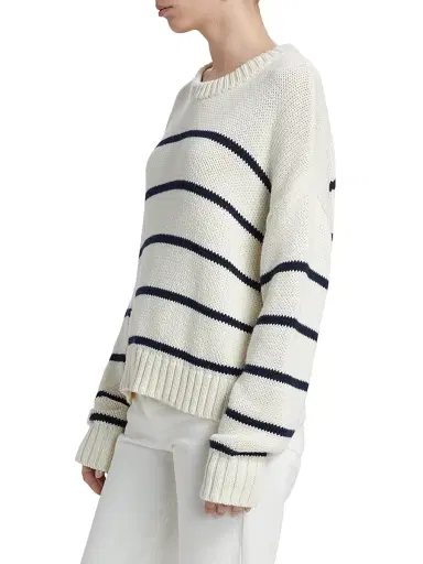 Jenni Kayne Women's Chloe Striped Cotton Crewneck Sweater - Ivory Navy - Size XL | Thumbnail 4 Jenni Kayne Women's Chloe Striped Cotton Crewneck Sweater - Ivory Navy - Size XL | Thumbnail 4