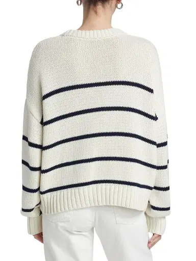 Jenni Kayne Women's Chloe Striped Cotton Crewneck Sweater - Ivory Navy - Size XL | Thumbnail 5 Jenni Kayne Women's Chloe Striped Cotton Crewneck Sweater - Ivory Navy - Size XL | Thumbnail 5
