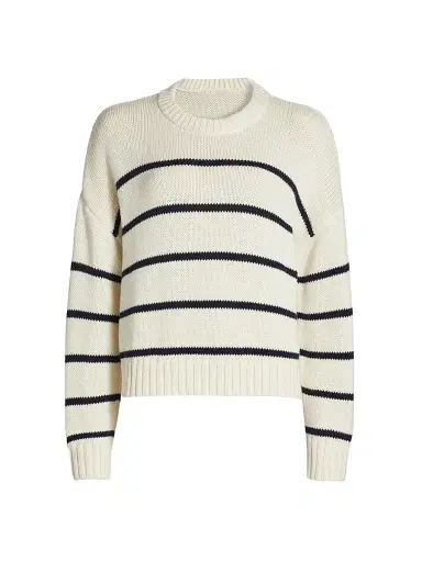 Jenni Kayne Women's Chloe Striped Cotton Crewneck Sweater - Ivory Navy - Size XL | Thumbnail 1 Jenni Kayne Women's Chloe Striped Cotton Crewneck Sweater - Ivory Navy - Size XL | Thumbnail 1