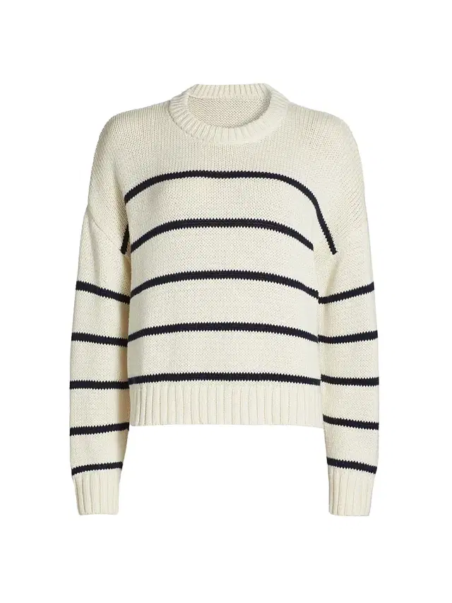 Jenni Kayne Women's Chloe Striped Cotton Crewneck Sweater -  Navy