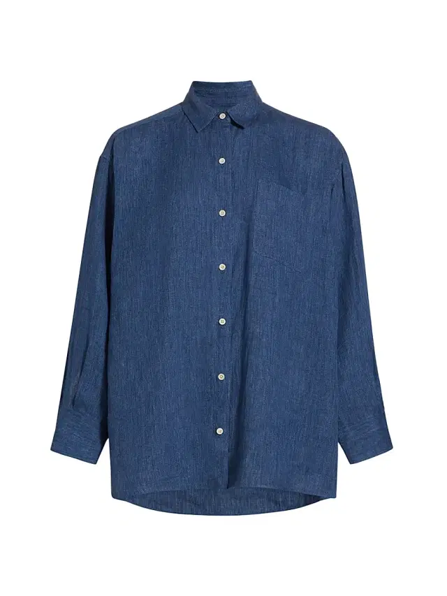 Jenni Kayne Women's Relaxed Silk Oversized Button-Up Shirt - Chambray