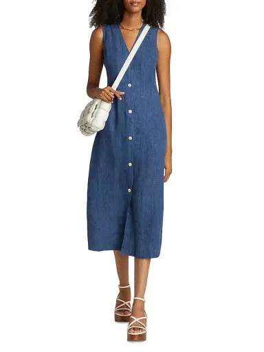 Jenni Kayne Women's Callan Linen Midi-Dress - Chambray - Size XL | Thumbnail 2 Jenni Kayne Women's Callan Linen Midi-Dress - Chambray - Size XL | Thumbnail 2