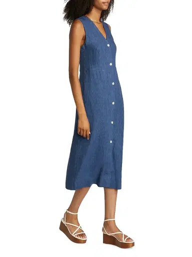 Jenni Kayne Women's Callan Linen Midi-Dress - Chambray - Size XL | Thumbnail 4 Jenni Kayne Women's Callan Linen Midi-Dress - Chambray - Size XL | Thumbnail 4