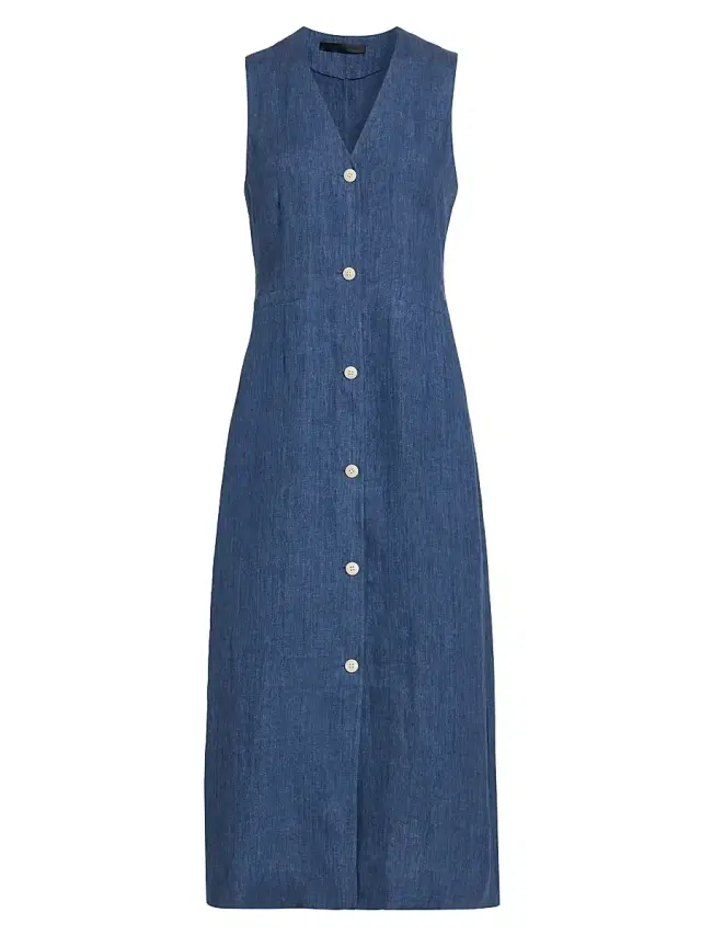 Jenni Kayne Women's Callan Linen Midi-Dress - Chambray