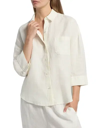 Jenni Kayne Women's Logan Linen Button-Front Shirt - Ivory - Size XL | Thumbnail 3 Jenni Kayne Women's Logan Linen Button-Front Shirt - Ivory - Size XL | Thumbnail 3